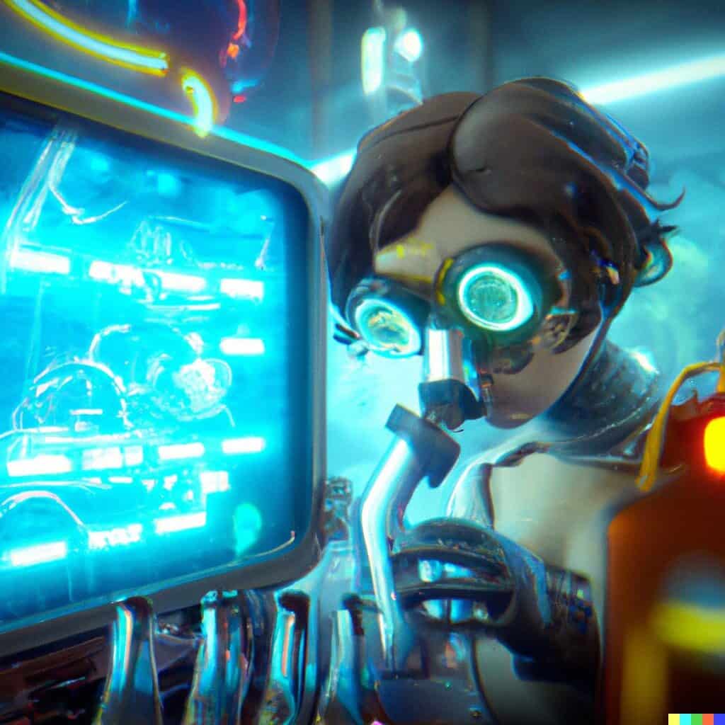 image of cyberpunk scientist