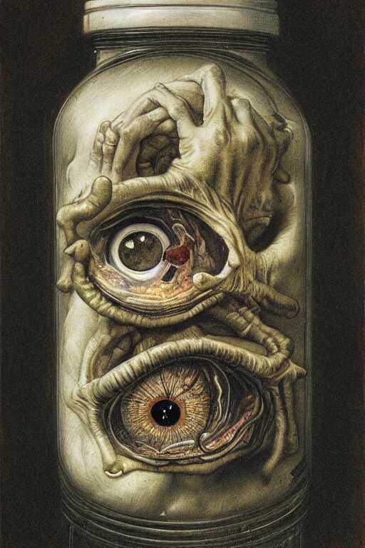 portrait of a jar of eyeballs
